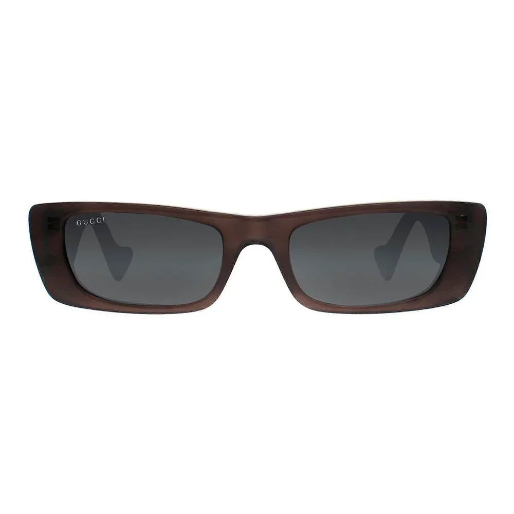 Brown acetate sunglasses by Gucci, model GG0516S-002, featuring a stylish design with gray lenses.