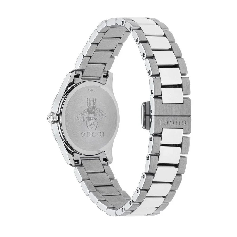 Gray stainless steel dress watch featuring a sturdy bracelet and sleek design, showcasing Swiss craftsmanship.