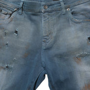 Blue Distressed Mid Waist Skinny Denim Jeans