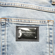 Blue Washed Mid Waist Straight Men Denim Jeans