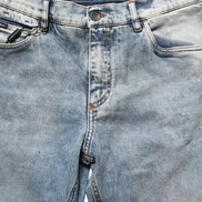 Blue Washed Mid Waist Straight Men Denim Jeans