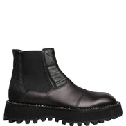 Black Chelsea Boots Leather Slip On Men Shoes
