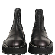 Black Chelsea Boots Leather Slip On Men Shoes