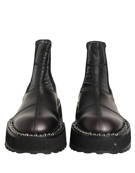 Black Chelsea Boots Leather Slip On Men Shoes
