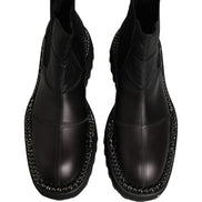 Black Chelsea Boots Leather Slip On Men Shoes