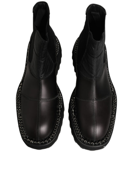 Black Chelsea Boots Leather Slip On Men Shoes