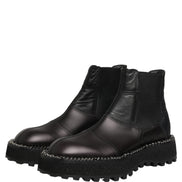 Black Chelsea Boots Leather Slip On Men Shoes