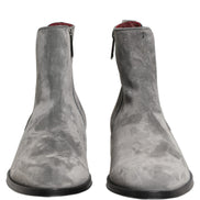 Gray Suede Leather Chelsea Boots Shoes