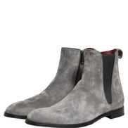Gray Suede Leather Chelsea Boots Shoes
