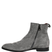 Gray Suede Leather Chelsea Boots Shoes
