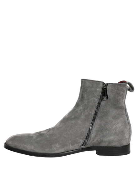 Gray Suede Leather Chelsea Boots Shoes