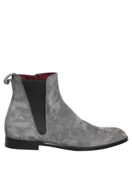 Gray Suede Leather Chelsea Boots Shoes
