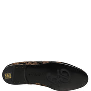 Black Floral Jacquard Dress Loafers Shoes
