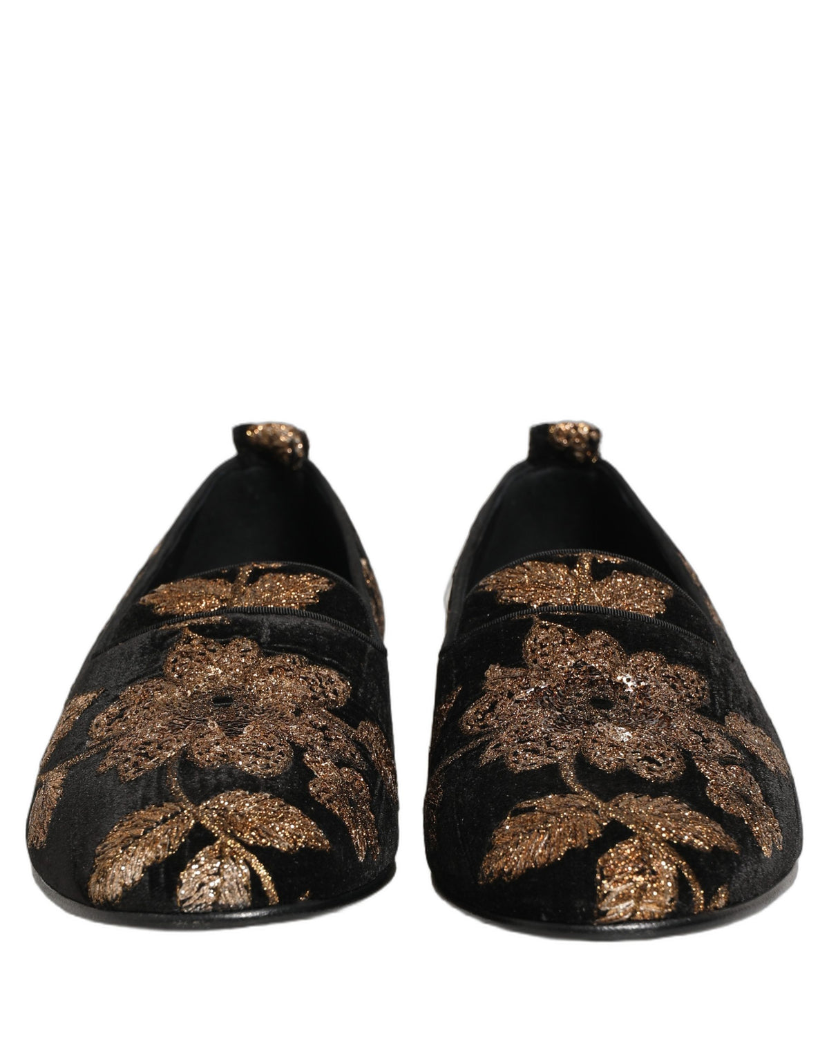 Black Floral Jacquard Dress Loafers Shoes