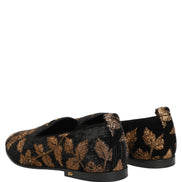 Black Floral Jacquard Dress Loafers Shoes