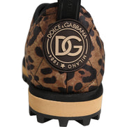 Brown Leopard Print Quilted Men Sneakers Shoes