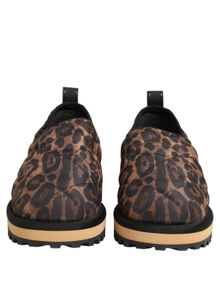 Brown Leopard Print Quilted Men Sneakers Shoes