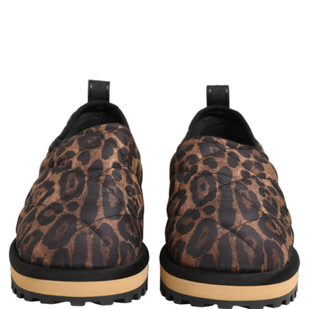 Brown Leopard Print Quilted Men Sneakers Shoes