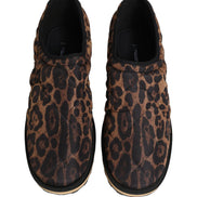 Brown Leopard Print Quilted Men Sneakers Shoes