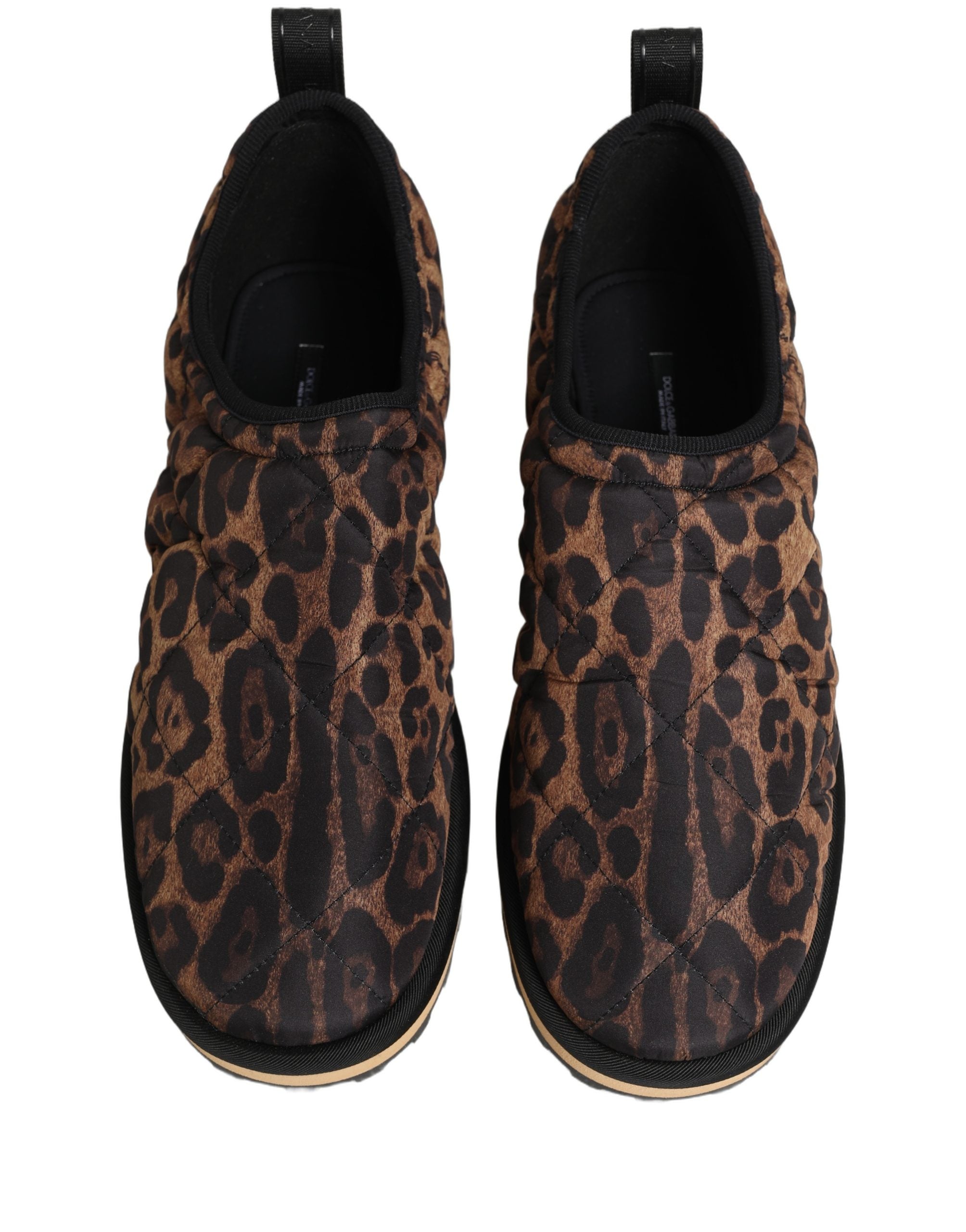 Brown Leopard Print Quilted Men Sneakers Shoes