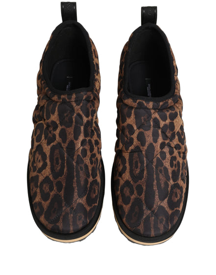 Brown Leopard Print Quilted Men Sneakers Shoes