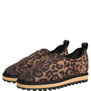 Brown Leopard Print Quilted Men Sneakers Shoes