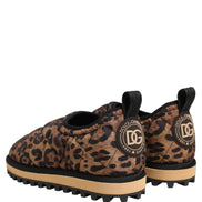 Brown Leopard Print Quilted Men Sneakers Shoes