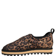 Brown Leopard Print Quilted Men Sneakers Shoes
