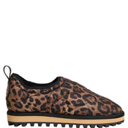Brown Leopard Print Quilted Men Sneakers Shoes