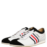 Black White Leather Suede Low Top Sneakers Shoes