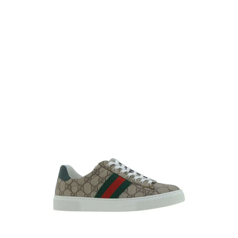 Multicolor low top sneakers by Gucci featuring a lace-up front and contrasting platform sole.