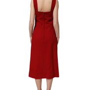 Two Tone Pink Wool Sleeveless Midi Dress