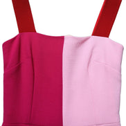 Two Tone Pink Wool Sleeveless Midi Dress