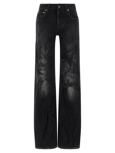 Black Cotton Flared Jeans