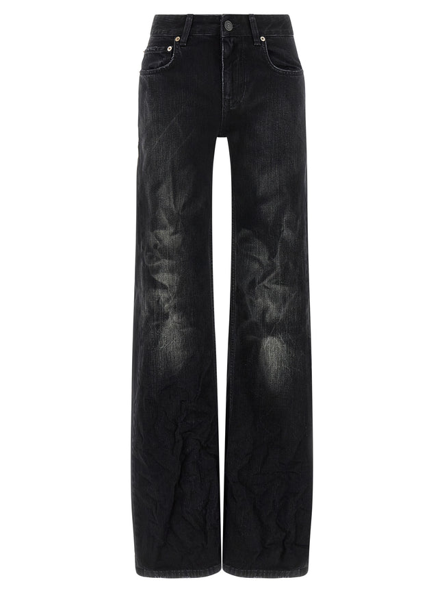 Black Cotton Flared Jeans