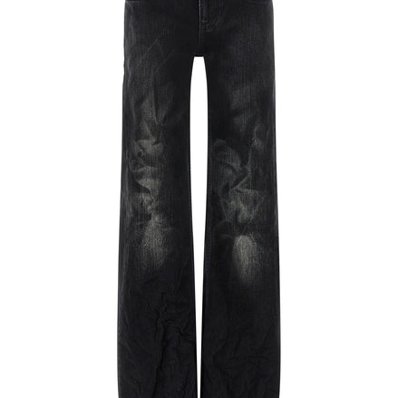 Black Cotton Flared Jeans