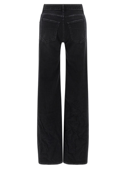 Black Cotton Flared Jeans