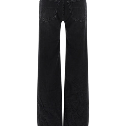Black Cotton Flared Jeans