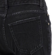 Black Cotton Flared Jeans
