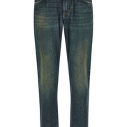 Blue Cotton Straight-Leg Jeans