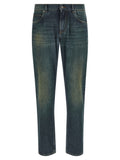 Blue Cotton Straight-Leg Jeans