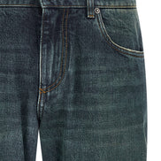 Blue Cotton Straight-Leg Jeans