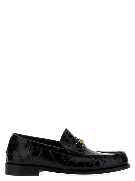 Black Velvet Leather Slip-On Loafers