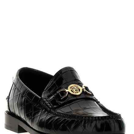 Black Velvet Leather Slip-On Loafers