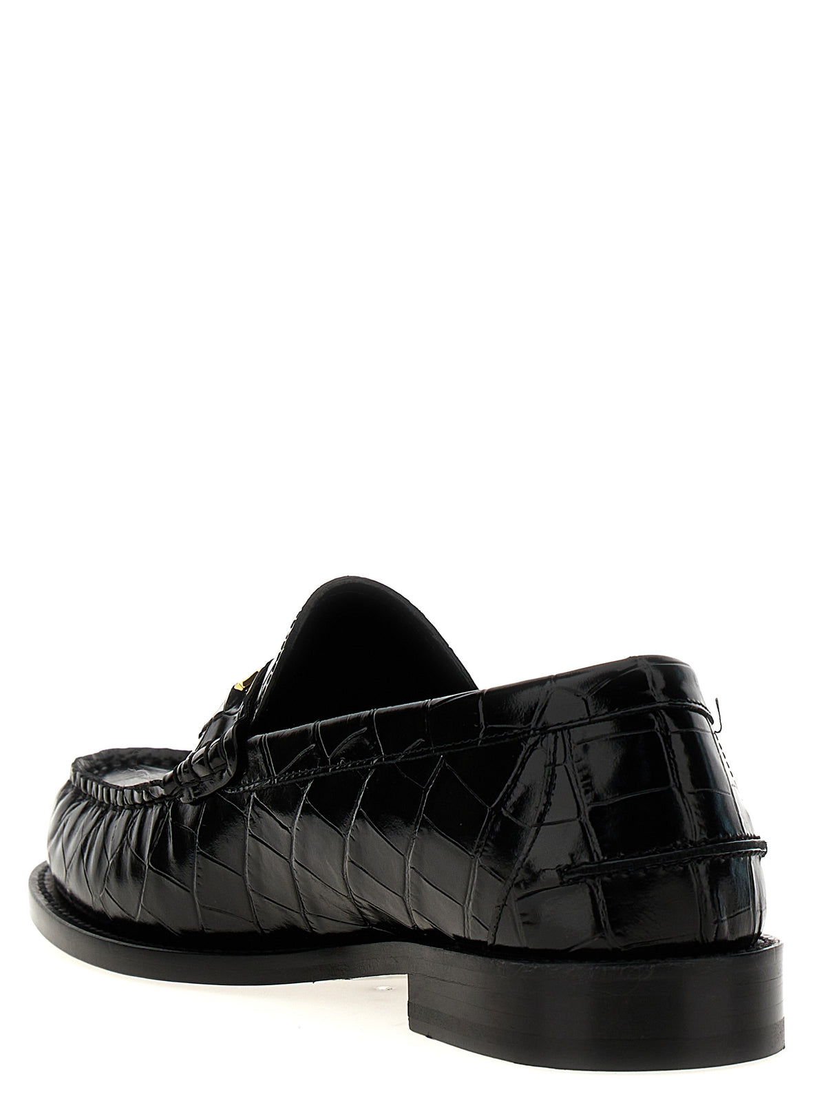 Black Velvet Leather Slip-On Loafers