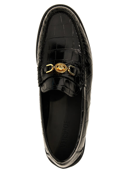 Black Velvet Leather Slip-On Loafers