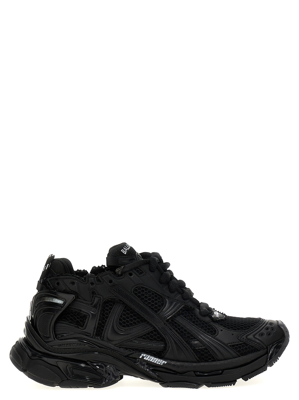 Black Polyester Athletic Sneakers