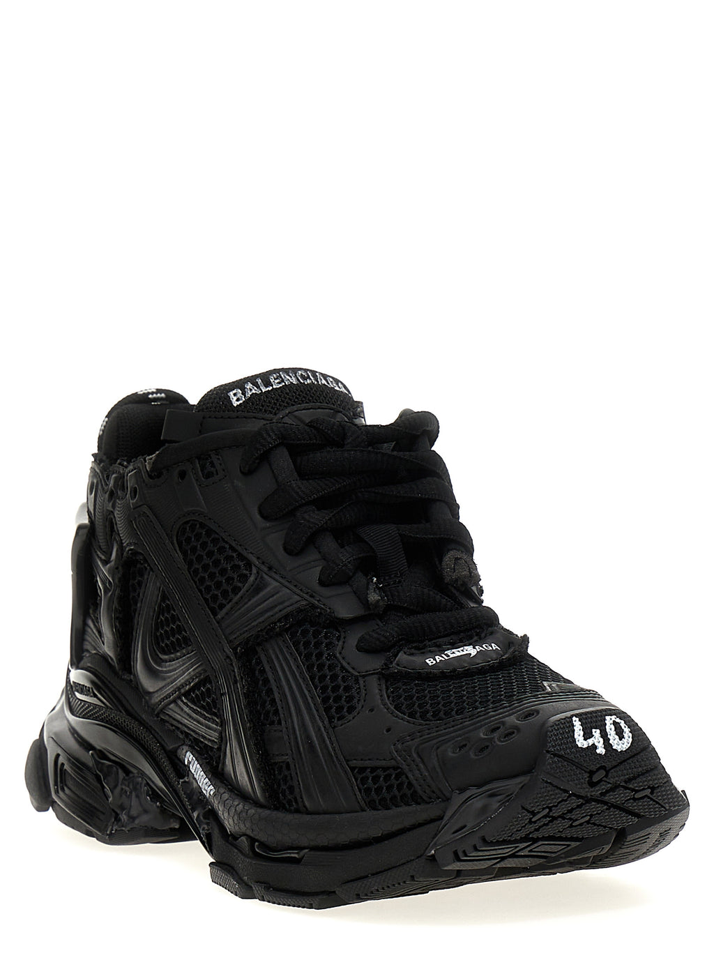 Black Polyester Athletic Sneakers
