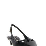 Black Lamb Leather Mid Heel Pumps