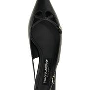 Black Lamb Leather Mid Heel Pumps